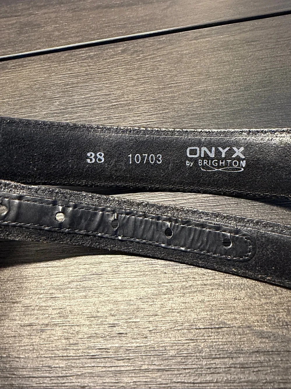Vintage Onyx by Brighton Black Leather Western Belt Bone Inlay Unisex!
